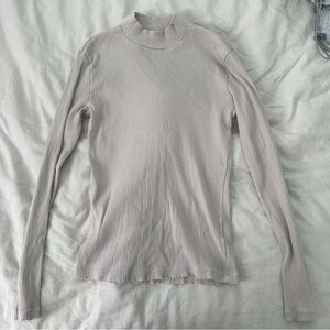 Uniqlo Women's Ribbed Long Sleeve Bodysuit - Light Gray
